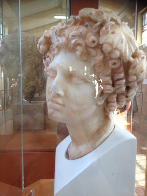 its-caesar-bitch:bust of Dionysus at the museum in Ancient Corinth (notice the ivy wreath!!), seen s