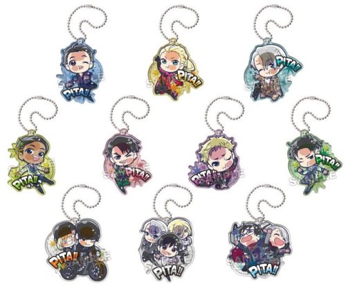More Otayuri official merch!! Otabek appears in the 2nd PITA! ballchain set (Based on FS costumes), and the motorbike ride also gets a merch cameo (Bottom left)! <3 <3