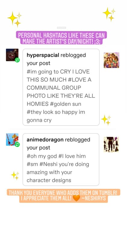 Personal hashtags like these can make the artist’s day/night! ;3;Thank you everyone who adds t