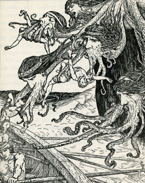 the-evil-clergyman: The Adventure with Scylla, from Tales of Troy & Greece by Henry Justice Ford