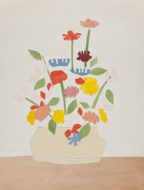 huariqueje:Wildflowers in Vase    -    Alex Katz, 1954-55American  b.1927- Collage with watercolored