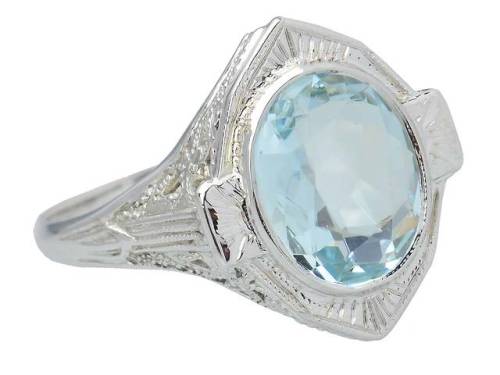 allaboutrings:Vintage 18k White Gold Aquamarine RingRing for a dwarf