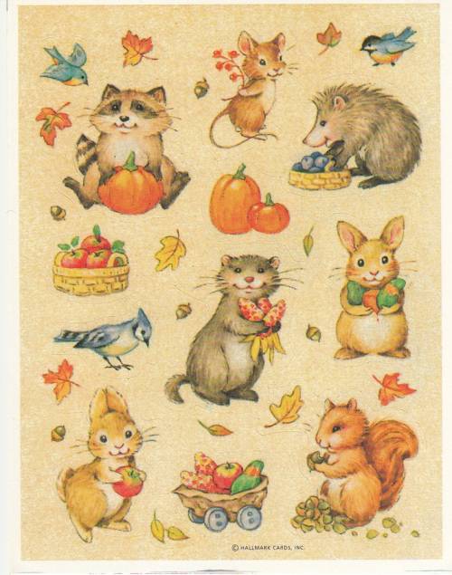 snootyfoxfashion:Vintage Hallmark Autumn Sticker Sheet from VintageStickerLove