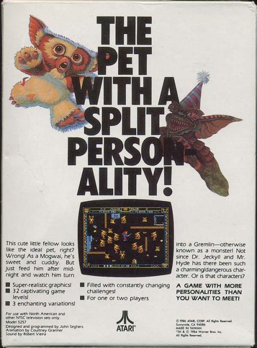 rediscoverthe80s:  Gremlins box art for Atari 5200 (Atari Corp, 1986)