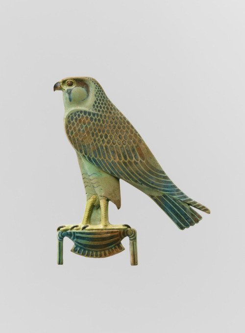 historyfilia:Inlay depicting Horus Egyptian, Ptolemaic. 4th century B.C. Medium: Faience From the Me