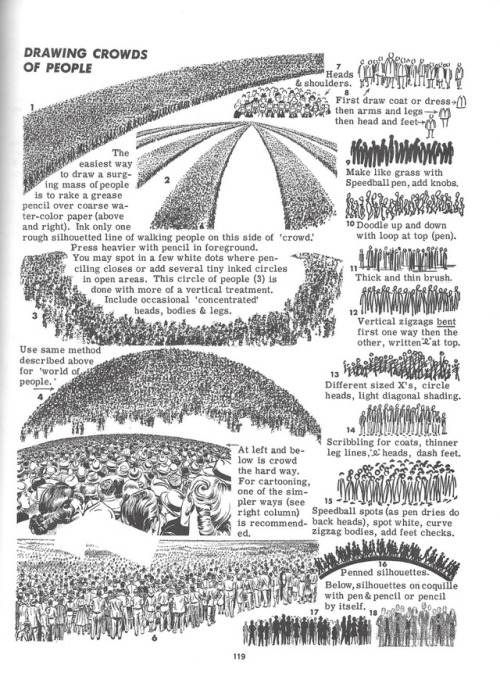 talesfromweirdland:‪How to draw crowds of people: from Jack Hamm’s Cartooning the Head and Figure (1