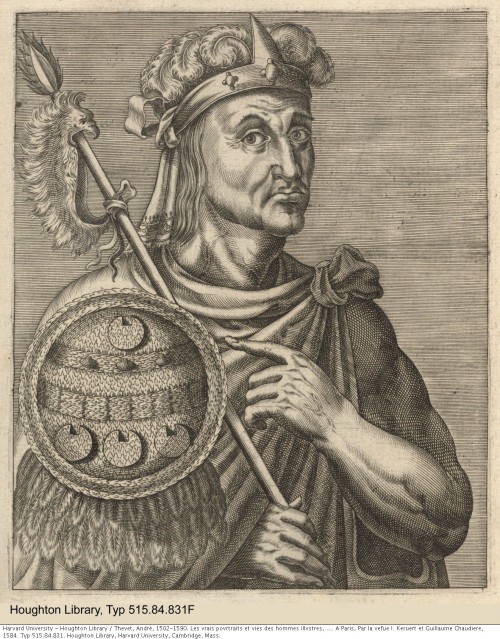 Portraits of Quoniambec and Montezuma.Thevet, André, 1502-1590. Les vrais povrtraits et vies des hom