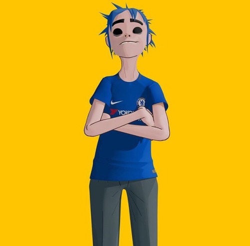 gorillaznorthamerica:2D wearing Chelsea’s new jersey ⚽️