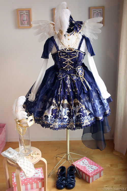 nokecha:  Crystal Dream Carnival Pegasus OutfitWhen I heard that Angelic Pretty was going to be at the Hellocon Teaparty 2015 I started planning this outfit. The theme of the teaparty was Fairytale Theatre so I decided to go with the pegasus theme as
