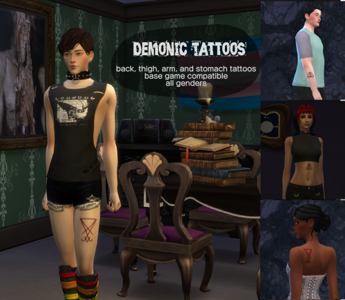 vampyre-sims: Demonic TattoosBGC, all genders, lower back tattoo slot2 different symbols, for back, 