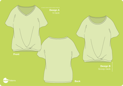 Waffle Patterns pdf sewing patterns / lychee Pleated T-shirt
