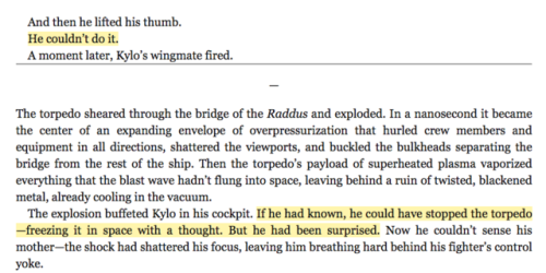 skysilencer:The moment between Ben/Kylo and Leia during space battle.from The Last Jedi Novelization