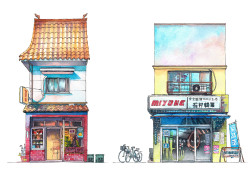 archatlas:  Tokyo Storefronts by Mateusz UrbanowiczIn the words of the artist Mateusz Urbanowicz:When I moved to Tokyo, more than 3 years ago I was really surprised that upon my walks I encountered so many shops still in business in really old buildings.