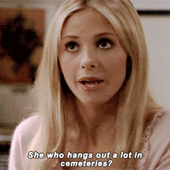 chamblertara:Look it up. Slayer, comma the. Sarah Michelle Gellar in Buffy The Vampire
