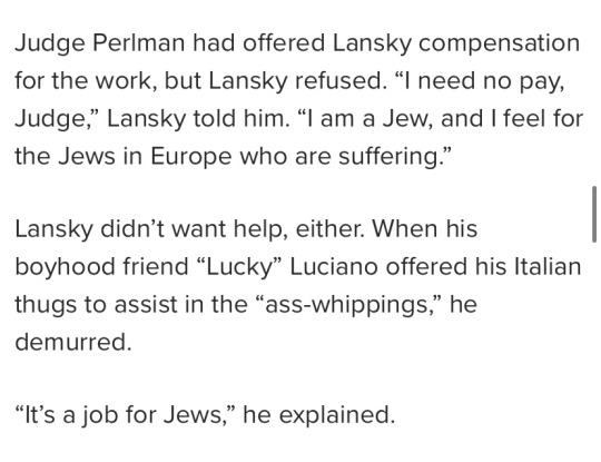 rimonoroni:rimonoroni:rimonoroni:can’t get over when famous gangster lucky luciano was like “hey lansky seems like quite a hassle getting all those nazis offa your terf you want us to help ya out” and meyer “Left Russia Because of Pogroms and