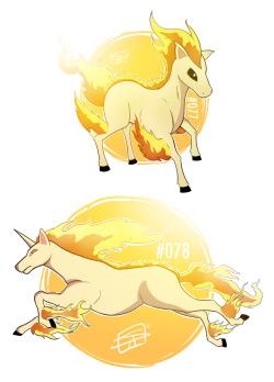 steven-andrew:  075 Ponyta and 076 Rapidash by ~steven-andrew First time ever drawing horses. Glad I got that out of the way. 