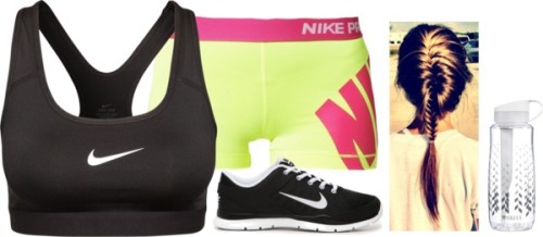 Cheer practice by forevercountry featuring Brita ❤ liked on PolyvoreNIKE black sports bra, $38 / Nik