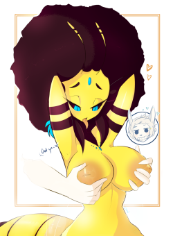 holystarsandgarters:  (●´∀｀●) So i finally did it, Queen Bee getting glomped xD by her ghost bf (•̀ᴗ•́)و ̑̑ sneaky fella~ just a thank you to all my followers, the reblogs, likes, comments/tags, etc.（*´▽｀*）Thanks for everything!