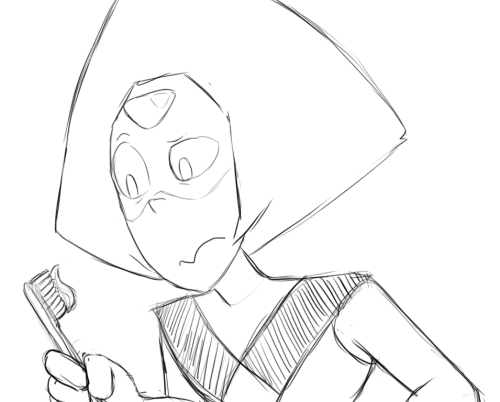 accursedasche:  ONE BRUSHING LATER. So ugh… Peridot used Steven’s toothbrush.LOL 