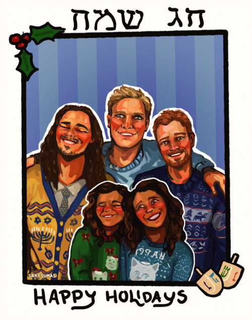 a family portrait ft. ugly winter holidays sweater for the fantastic fic Amusos by @flawlessassholes