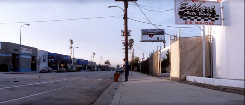 Stills from the 2002 movie Punch Drunk Love starring Adam Sandler. Music by Jon Brion. Cinematograph