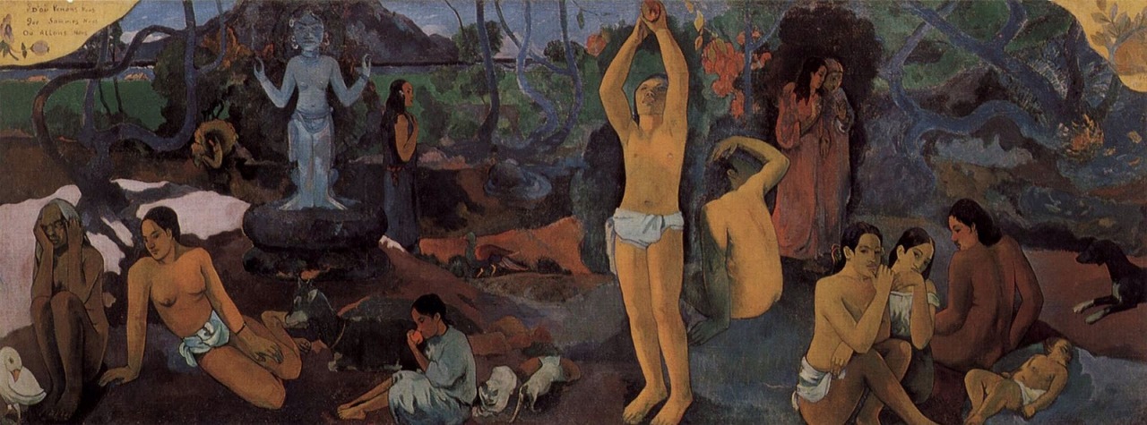 dionyssos:Paul Gauguin ,part of the painting Where do we come from ,What are we