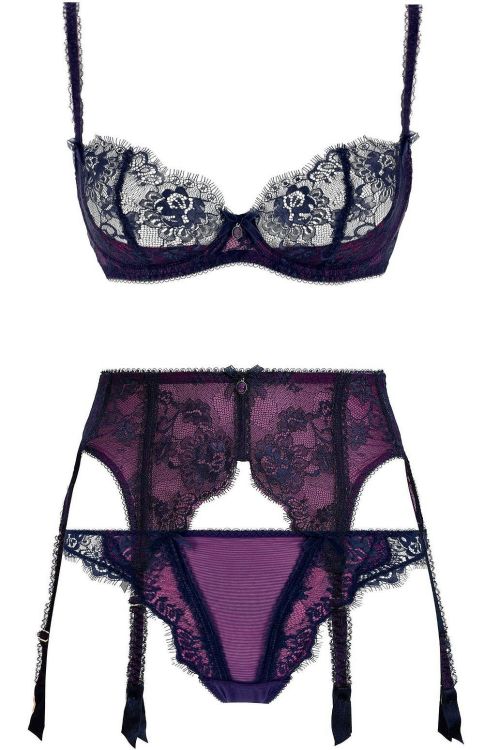 martysimone:  Dita Von Teese | Savoir Faire • in navy blue eyelash lace + magenta tulle