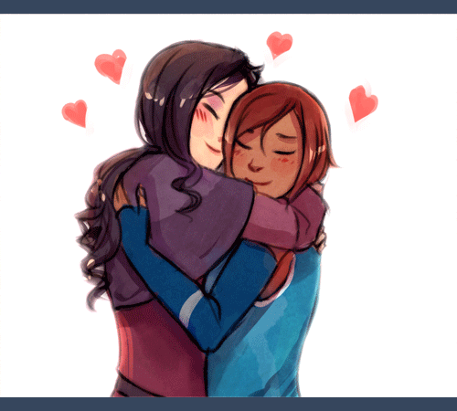 korr-a-sami:   walkingnorth-art:  Silly Korrasami reunion doodle. Asami’s never going to let go. NEVER  ❀◕ ‿ ◕❀  Awwwwwwww   I wouldnt let go either~ <3 <3 <3
