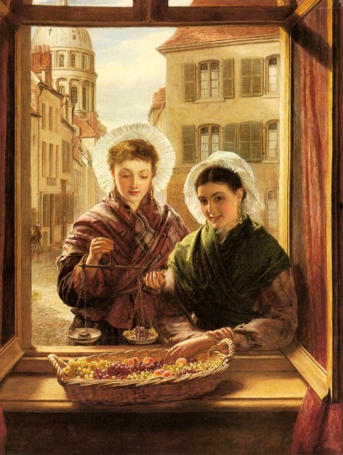 velvet-mornings: William Powell Frith - At my Window, Boulogne.