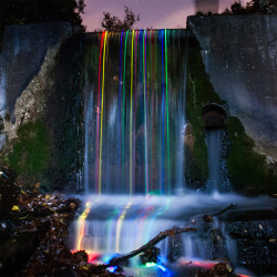 okuami:  Neon Waterfalls in Long Exposure