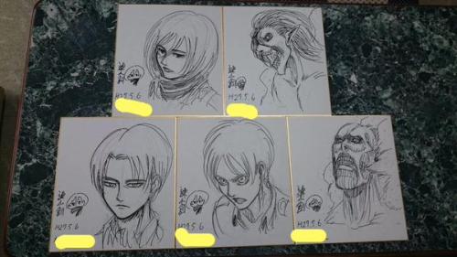 Recent sketches of Mikasa, Rogue Titan, Levi, Eren, and Colossal Titan by Isayama Hajime!I have a desperate need…