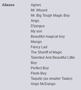 alpaca-suri:floffybean:floffybean:Y’ALL LOOK AT THE ALIASES SECTION FOR ANGUS MCDONALDS WIKIA PAGE I