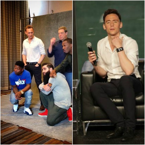 cheers-mrhiddleston:hiddlesfashion:karlaakamsloki:THIS IDIOT WEARING THE SAME THING HE DID 3 YEARS A