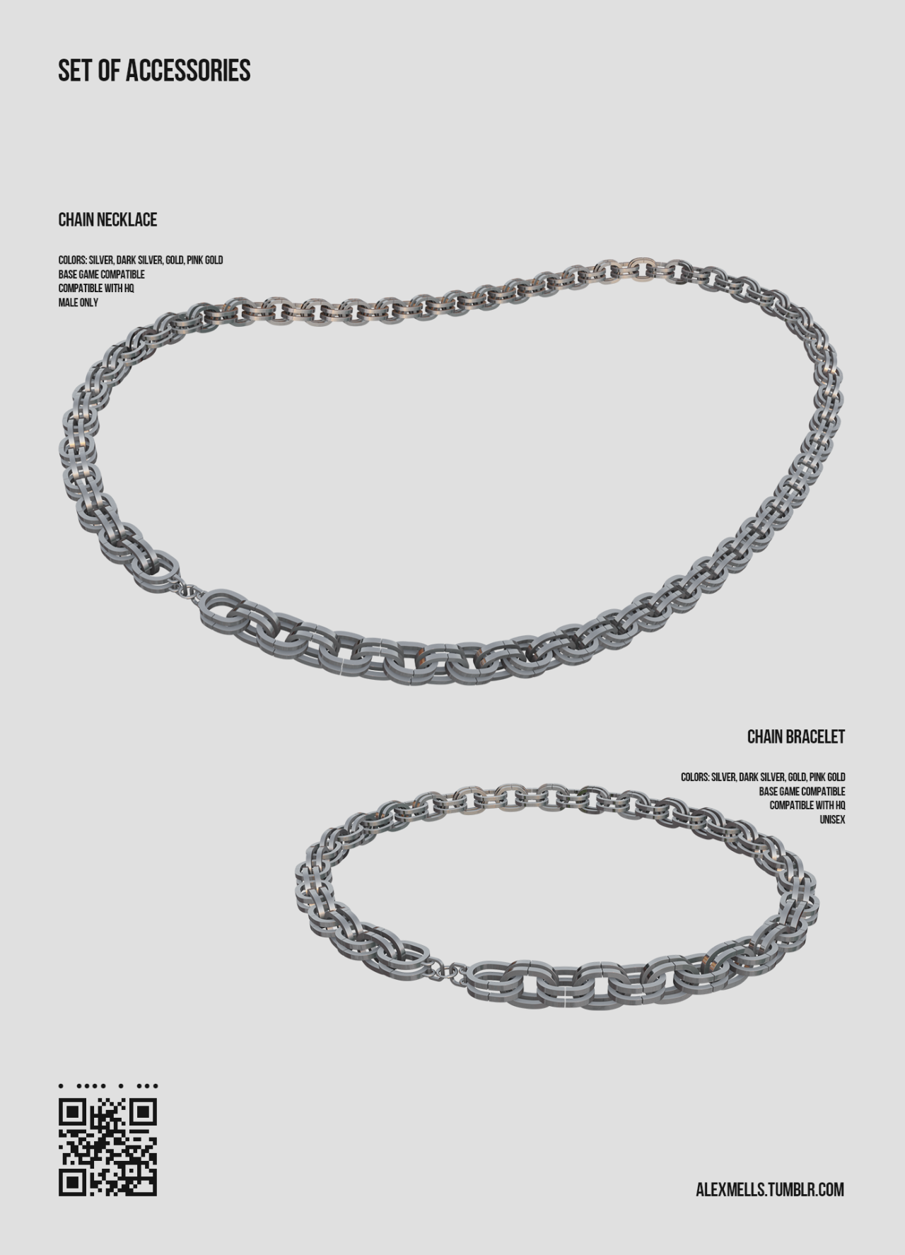 alexmells — [alexmells] Set of Accessories Chain Necklace -