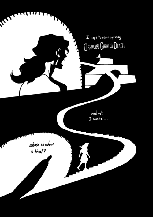toastyhat:  toastyhat: Today I finished Orpheus Cheated Death, a dark 8-page short comic, repurposing the story of Orpheus to talk about obsessions, compulsions, and leaving the place where you were first sensitized to your intrusive thoughts. You can