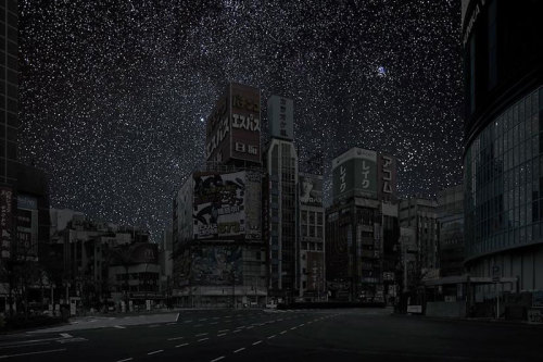 Darkened Cities (Villes Éteintes) by Thierry Cohen  Since 2010 Thierry Cohen has devoted himself to a single project – “Villes Éteintes” (Darkened Cities) – which depicts the major cities of the world as they would appear at night without light