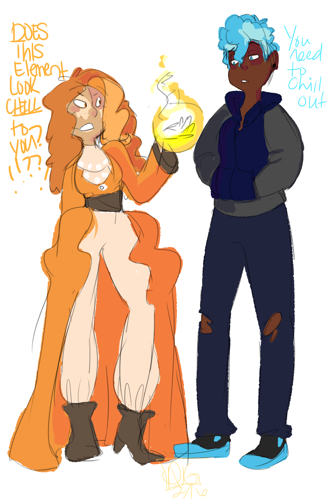 delvg:  my OC, Monarch, and @jen-iii ‘s OC, Flare!we were talking about our fire