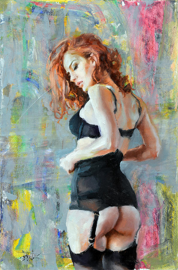 artbeautypaintings:Wearing black - Eric Wallis