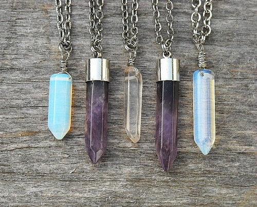 Moonstone Necklace Crystal Point Necklace By InkandRoses13 On Etsy On We Heart It. Http://weheartit.com/entry/53646938/via/InkandRoses13