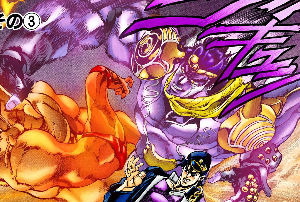 occultaro:  Star Platinum’s majestic first full appearance, in color  