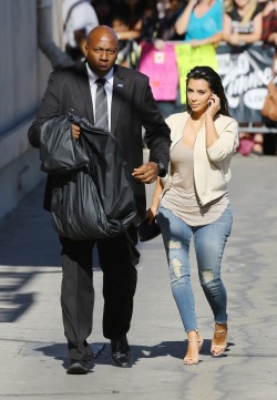 kimkanyekimye:  Kim heading into a studio to film Jimmy Kimmel Live 8/4/2014  .