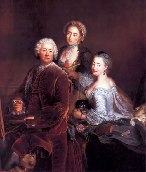 Self-portrait with Daughters (1754). Antoine Pesne (French, Rococo, 1683-1757). Oil on canvas. Staat