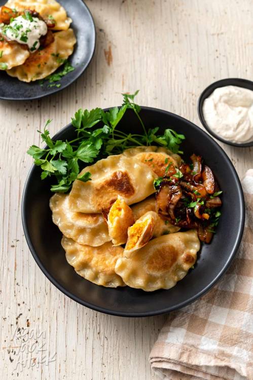 Vegan Cheesy Sweet Potato PierogiPin it for later