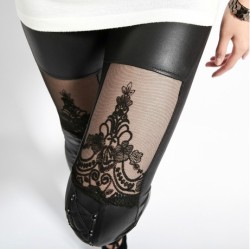 pastelbmob:  Faux Leather Lace Window Leggings