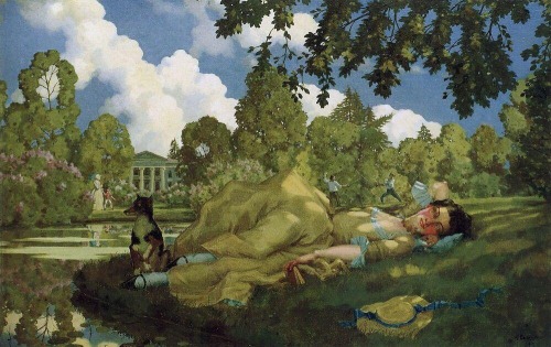 Young Woman Sleeping in the Park, Konstantin Somov