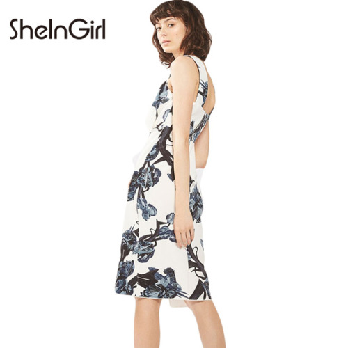 fashionlover3197: SheInGirl Floral Print Bodycon Dresses Women Clothing Ruffles Sleeveless Midi Vest