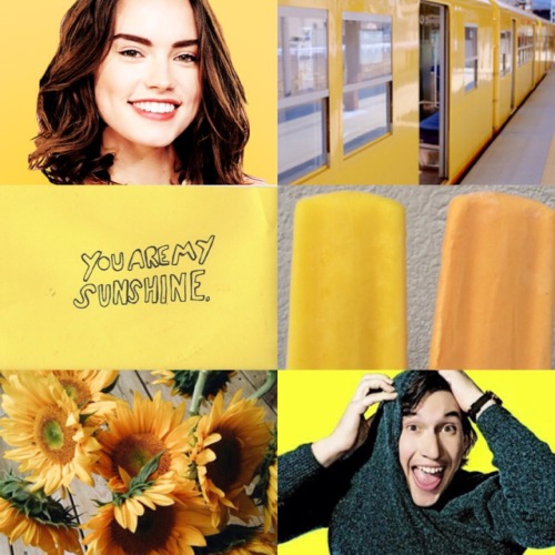 dontgogradymyheart:Daisy Ridley and Adam Driver/ Rey and Ben Solo Aesthetic: ColorsWhich one is your