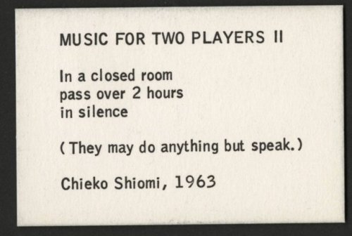 nobrashfestivity:    Mieko Shiomi, Music for Two Players II, 1963  