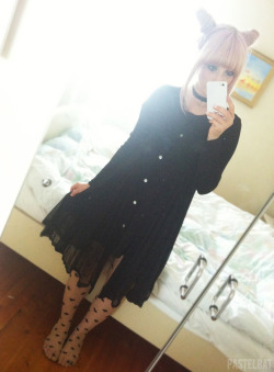 pastelbat:  Bunny ears today too (●´∀｀●) cardigan is from here , it’s so cozy ; u ;