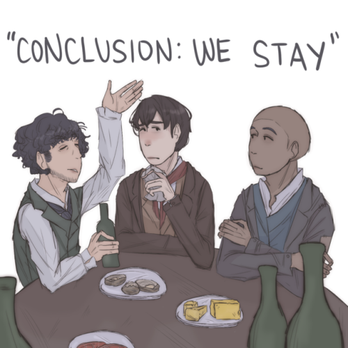 covertdismalness:Grantaire’s drunk, Joly’s sick so of course Enjolras would assign tasks to Bossuet.